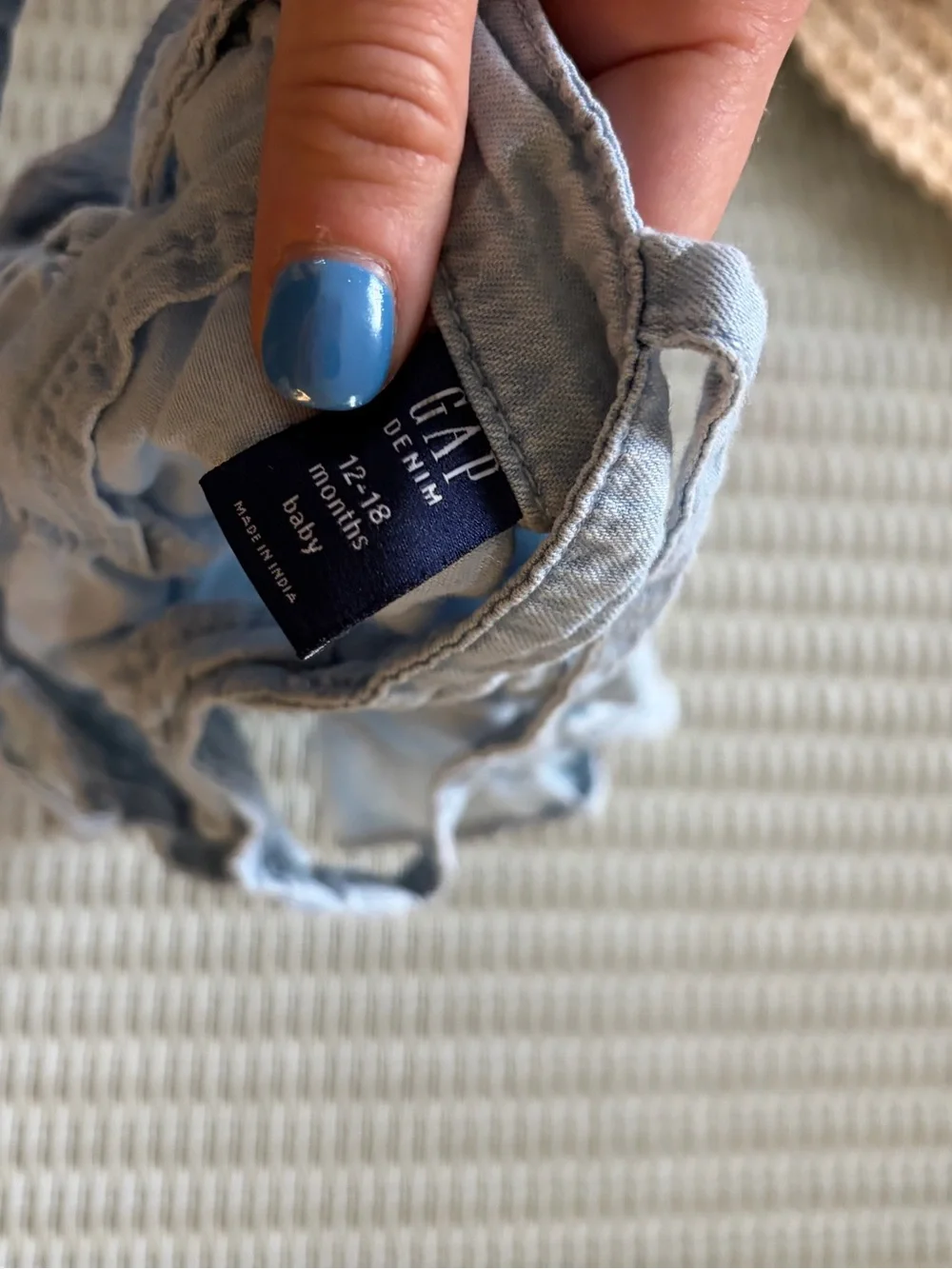 GAP Light Blue Denim Ruffle Romper Top